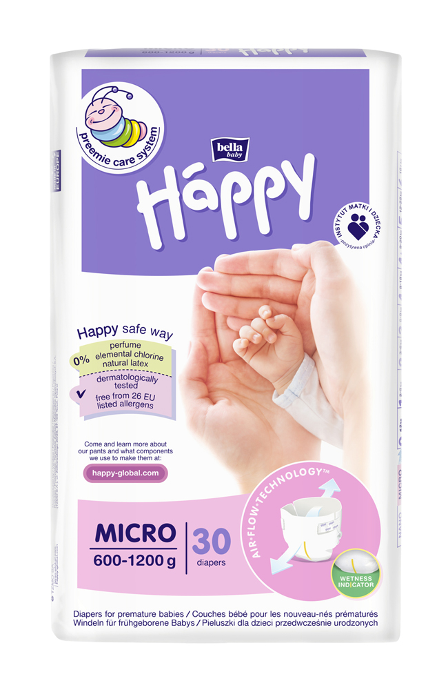 BELLAHAPPY BELLA HAPPY Plienky jendorázové Micro (0,6-1,2 kg) 30 ks