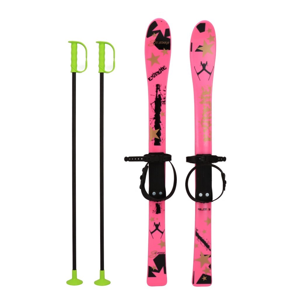 Detské lyže s viazaním a palicami Baby Mix 90 cm ružové Farba: Ružová