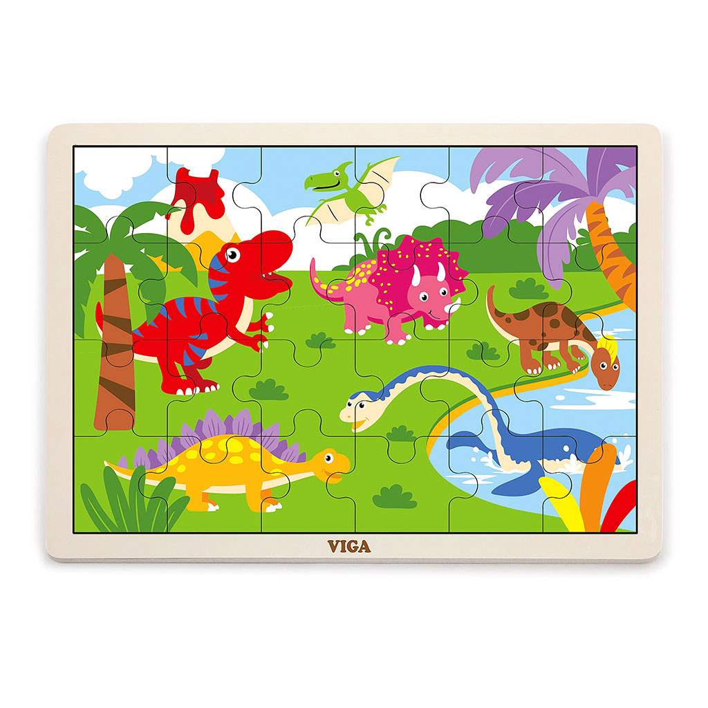 Detské drevené puzzle Viga Dino Farba: Multicolor