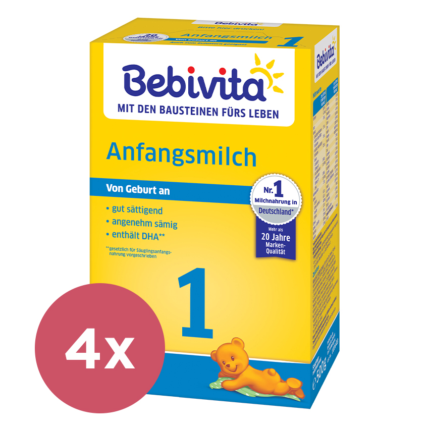 4x BEBIVITA Mlieko 1 Instantná počiatočná mliečna výživa od narodenia, 500 g