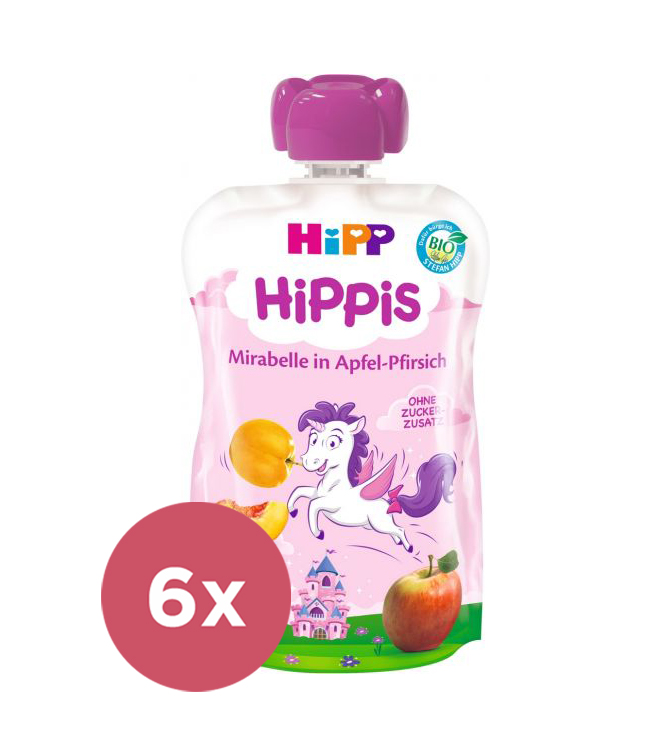 6x HiPP BIO HiPPiS Jablko-Broskyňa-Mirabelka (12m+) 100 g