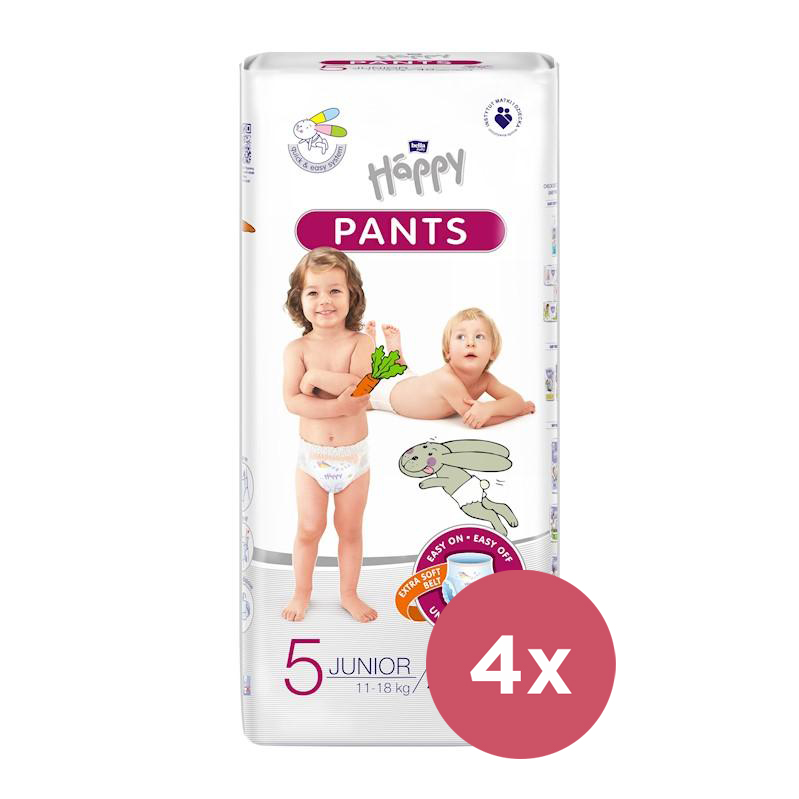 BELLAHAPPY 4x BELLA HAPPY Pants Nohavičky plienkové jednorazové 5 Junior (11-18 kg) 40 ks