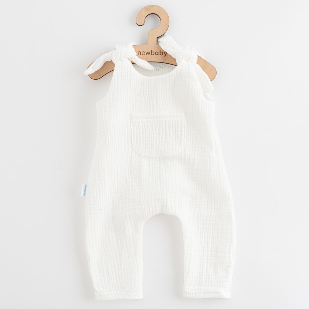 Dojčenské mušelínové zahradníčky New Baby Soft dress béžová Farba: Béžová, Veľkosť: 86 (12-18m)