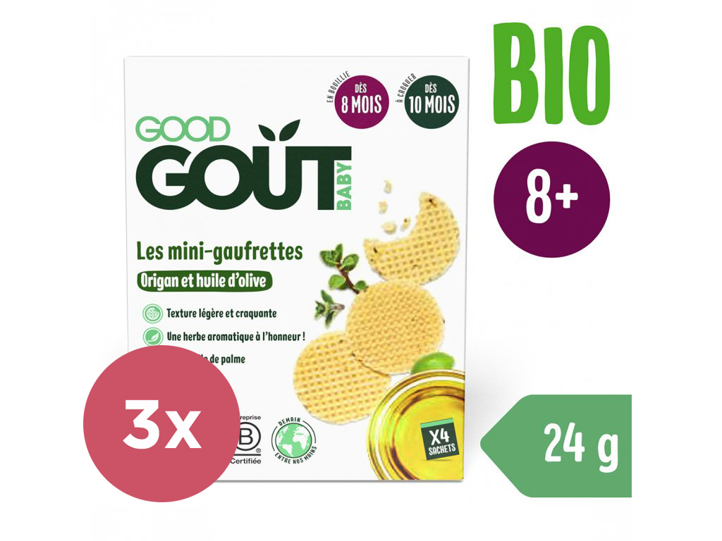 GOODGOUT 3x GOOD GOUT BIO Wafle s oreganom a olivovým olejom (24 g), 8m+