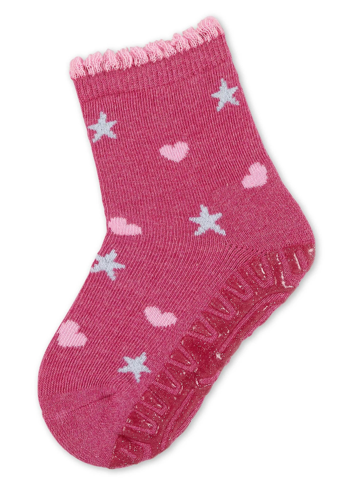 STERNTALER Ponožky protišmykové Srdiečka AIR magenta dievča veľ. 21/22 cm- Veľkosť: 9-12 m