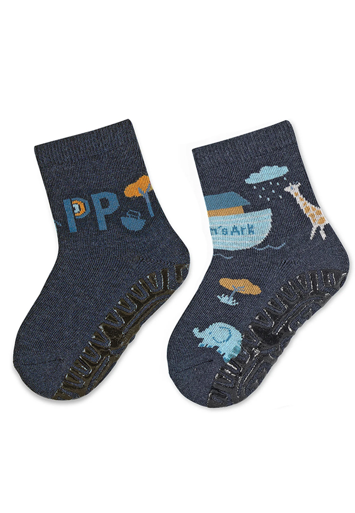 STERNTALER Ponožky protišmykové Archa AIR 2ks v balení blue melange chlapec veľ. 19/20 cm- Veľkosť: 9-12 m