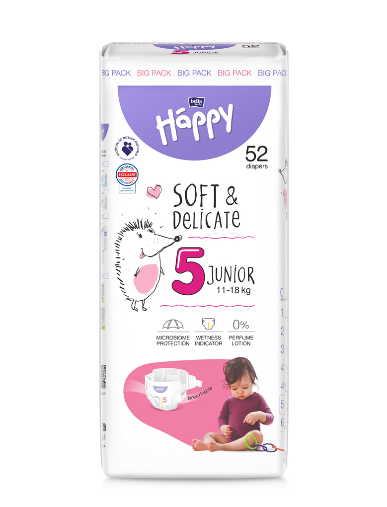 BELLAHAPPY BELLA HAPPY Baby Plienky jednorazové Junior 11-18 kg Big Pack 52 ks