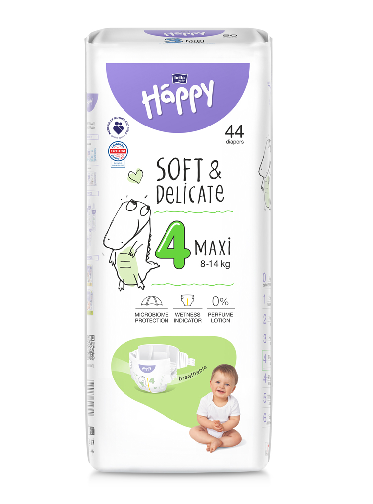 BELLAHAPPY BELLA HAPPY Baby Plienky jednorazové Maxi 8-14 kg 44 ks