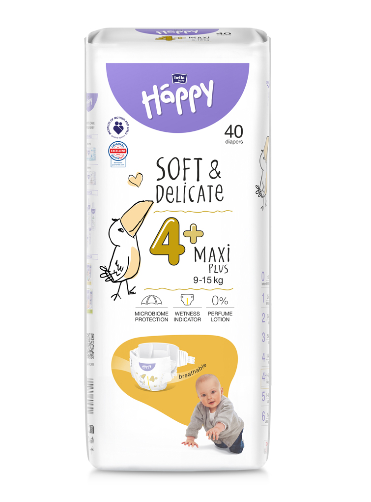 BELLAHAPPY BELLA HAPPY Baby Plienky jednorazové Maxi Plus 9-15 kg 40 ks