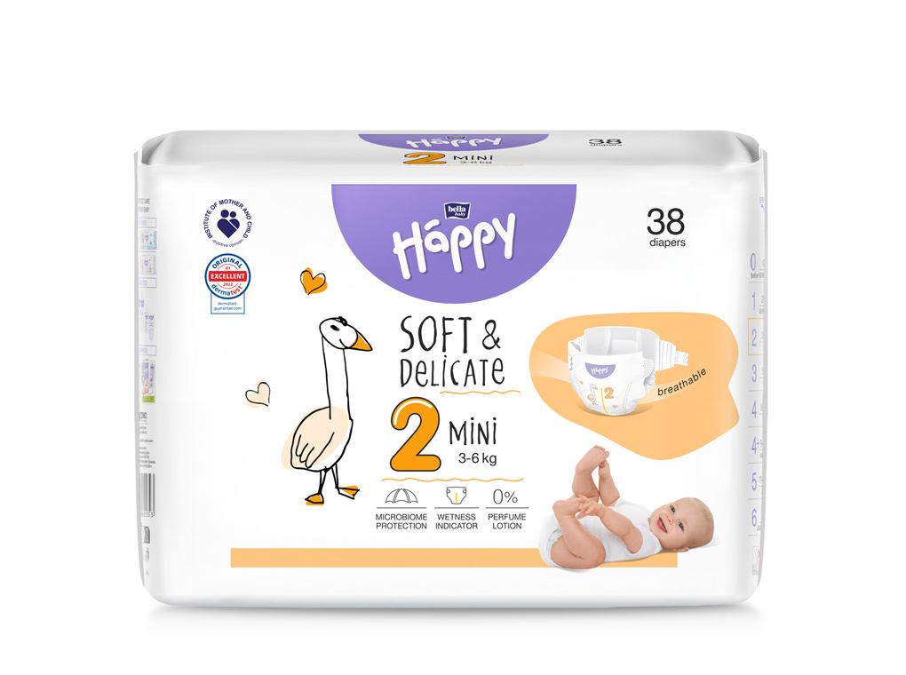 BELLAHAPPY BELLA HAPPY Baby Plienky jednorazové Mini 3-6 kg 38 ks