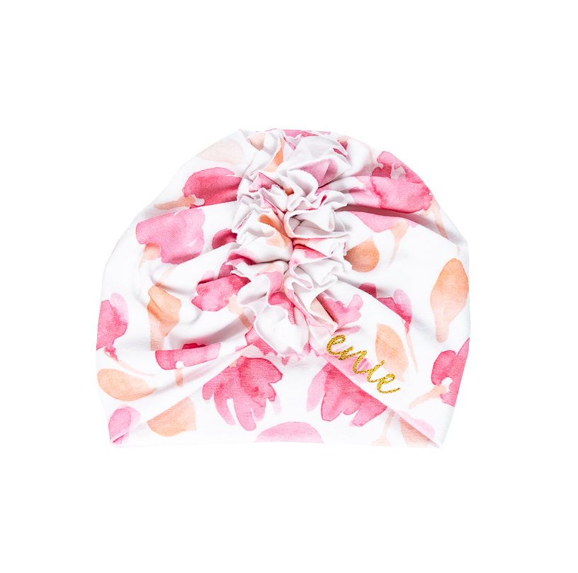 ENIE BABY Čiapka detská turban Pink Leaves dievča Veľkosť: 68