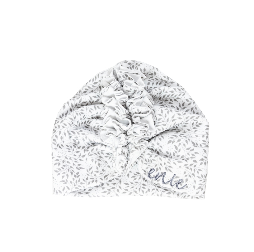 ENIE BABY Čiapka detská turban Grey Leaves Uni Veľkosť: 12-16m