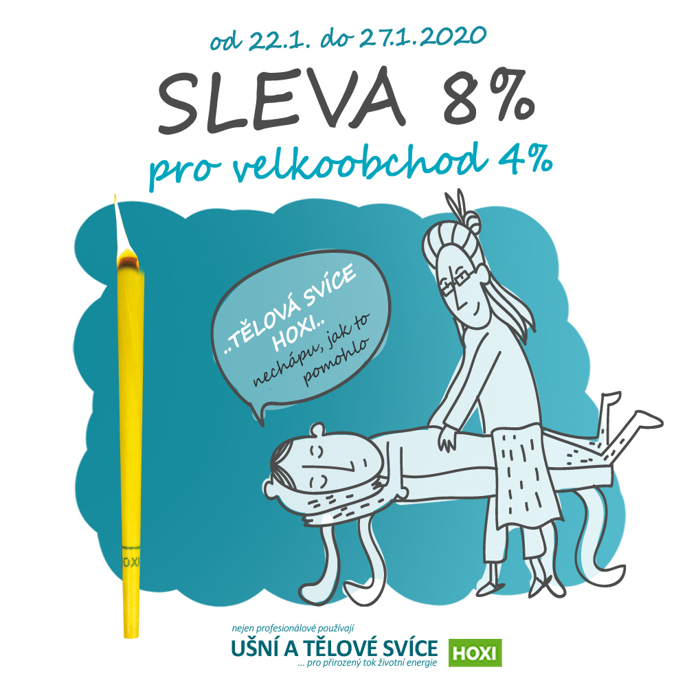 Lednová sleva 8% na tělové a ušní svíce HOXI