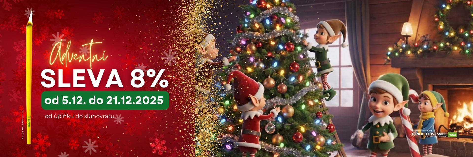 Adventní sleva 8 % na ušní a tělové svíce HOXI