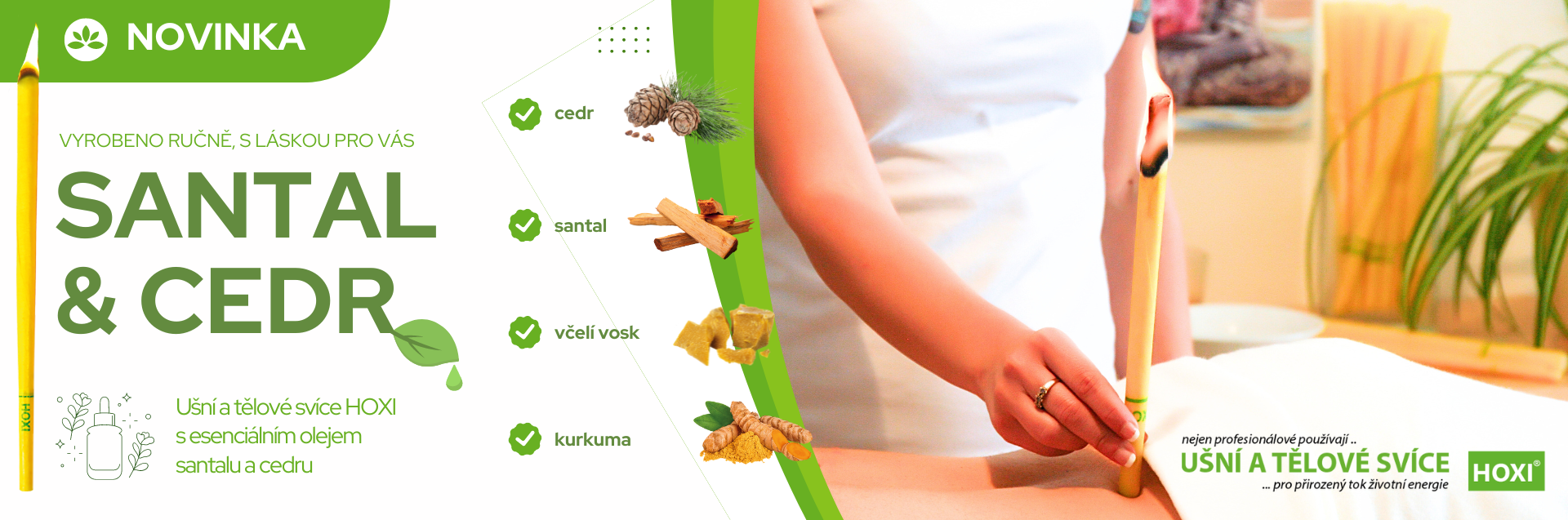 Ušní a tělové svíce HOXI® SANTAL - CEDR