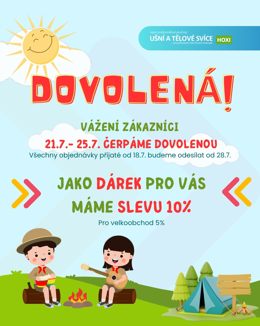 Dovolená a sleva jako dárek pro Vás - ušní a tělové svíce HOXI
