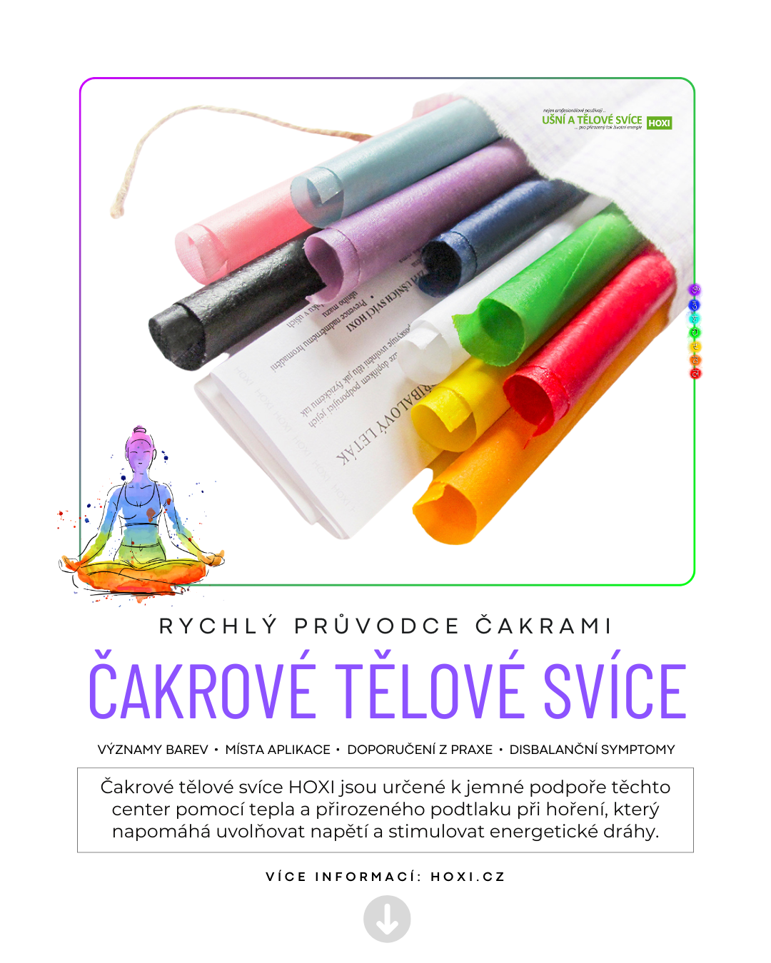 Čakrové tělové svíce HOXI® – průvodce čakrami
