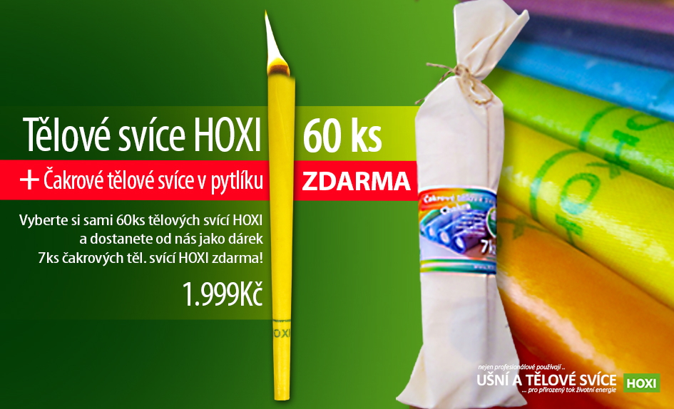 Tělové svíce HOXI 60 ks MIX – čakrové svíce zdarma