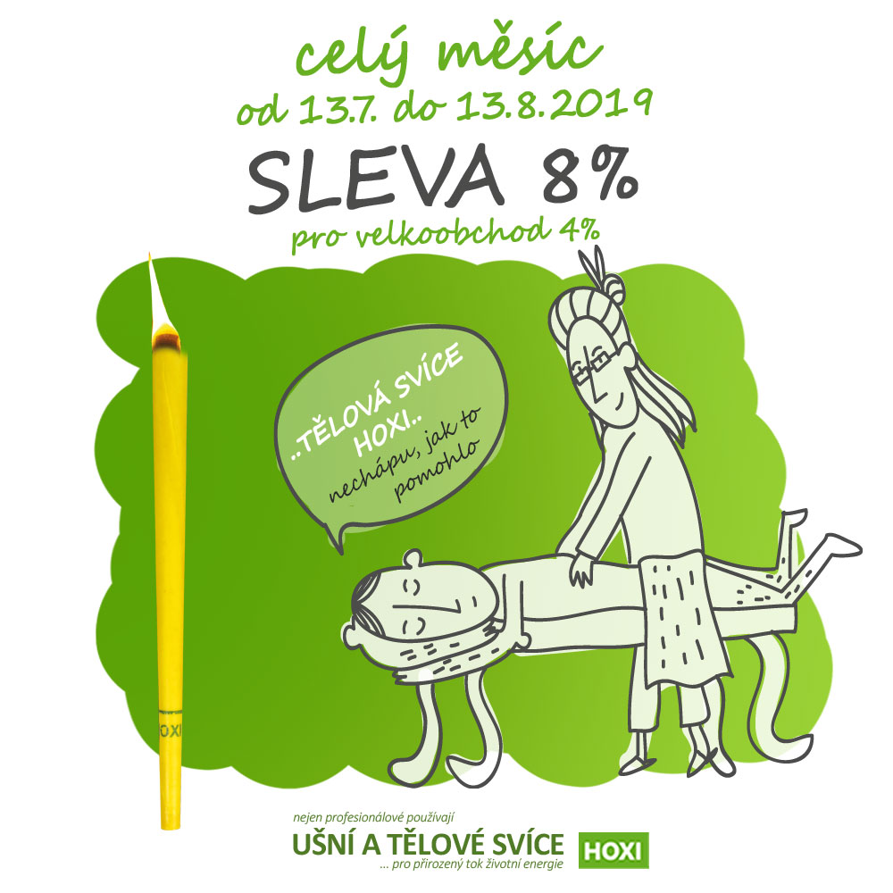 Tělové a ušní svíce HOXI - celý měsíc letní sleva 8 procent