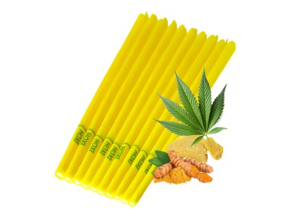 Ušní svíce HOXI s cannabisem – ručně vyrobeno z bavlny, včelího vosku a kurkumy
