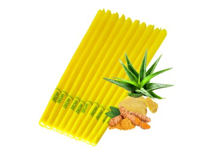 Ušní svíce HOXI s aloe vera – ručně vyrobeno z bavlny, včelího vosku a kurkumy