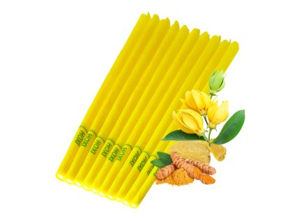Ušní svíce HOXI s ylang ylang – ručně vyrobeno z bavlny, včelího vosku a kurkumy