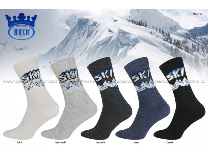 Pánské a dámské ponožky HOZA froté - motiv SKI - T101