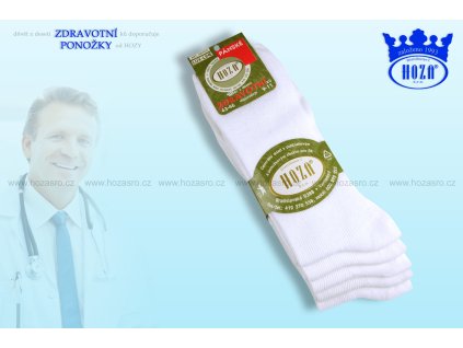 Pánské ponožky zdravotní, 100% bavlna - bílé - H014-C