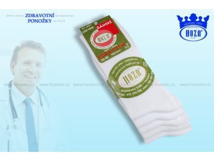Dámské ponožky zdravotní, 100% bavlna - bílé - H002-C