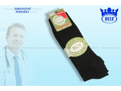 Pánské ponožky zdravotní, 100% bavlna -černé - H014-B