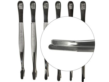 Pinzeta SAFE Premium (Povrchová úprava poniklovaná, Tvar úzká, zahnutá, Velikost 120 mm)