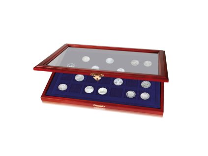 Vitrína na mince se čtvercovými poli (Vnitřní uspořádání 8 polí 63 × 85 mm)