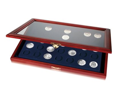 Vitrína na mince s kruhovými poli (Vnitřní uspořádání 20 polí Ø 33 mm)