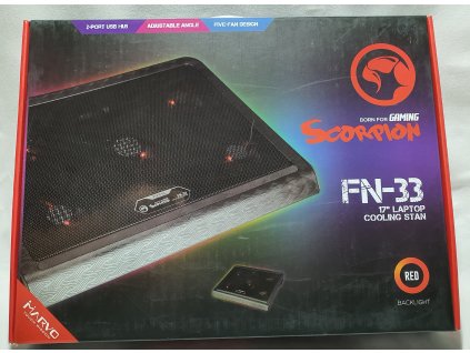 CHLADIACI STOJAN PRE 17" LAPTOPY ČERVENO PODSVIETENÝ MARVO SCORPION FN-33 COOLING STAND 17" LAPTOP RED