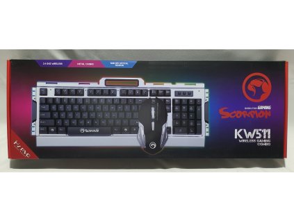 MARVO SCORPON KW511 WIRELESS GAMING COMBO KEYBOARD+MOUSE - BEZDRôTOVÁ HERNÁ KLÁVESNICA + MYŠ