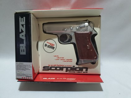 PXH BLAZE SCORPION RECOIL LIGHT GUN PIŠTOĽ STRIEBORNÁ +GCON ADAPTÉR PRE PLAYSTATION 1