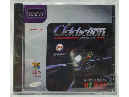 PC ADDICTION PINBALL od Team 17 so špeciálnym Worms stolom PC CD-ROM v jewel case obale