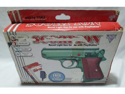 PXH BLAZE SCORPION LIGHT GUN GREEN+GCON ADAPTÉR - PIŠTOĽ ZELENÁ PRE PLAYSTATION 1 A SEGA SATURN - POŠKODENÁ KRABICA