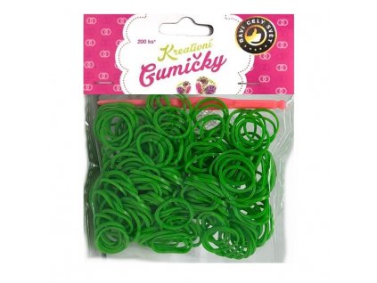 Loom Bands Pletací gumičky zelené 3, 200ks + háček
