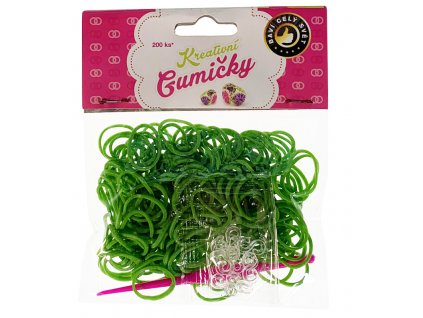 41761 4 62 loom bands pletaci gumicky zelene 200ks hacek