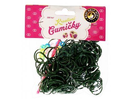 41770 4 68 loom bands pletaci gumicky tmave zelene 200ks hacek