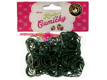 41773 4 69 loom bands pletaci gumicky tmave zelene 200ks hacek