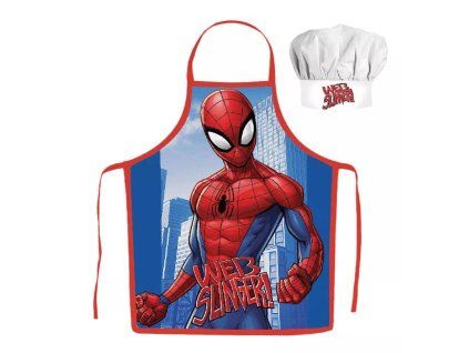 Dětská zástěra SPIDERMAN web slinger set s čepicí modrý
