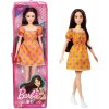 Mattel Barbie Modelka oranžové šaty s puntíky 160