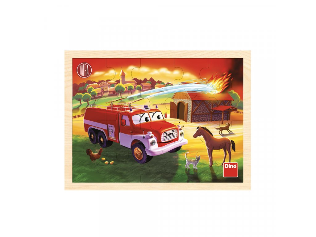 Puzzle dřevěné 20 dílků Tatra hasiči
