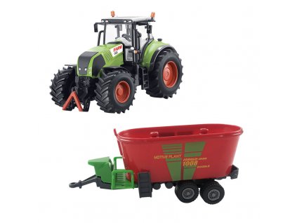 Traktor s valníkem na krmivo