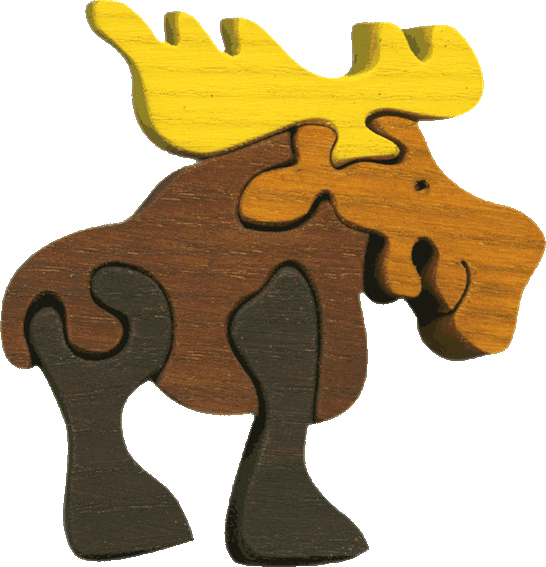 Dřevěné vkládací puzzle z masivu - malý los