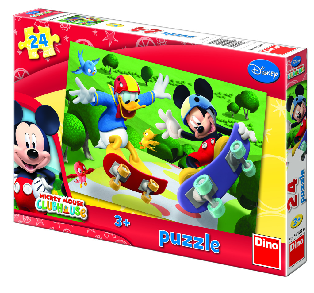 Puzzle 24 dílků Mickey na skateboardu