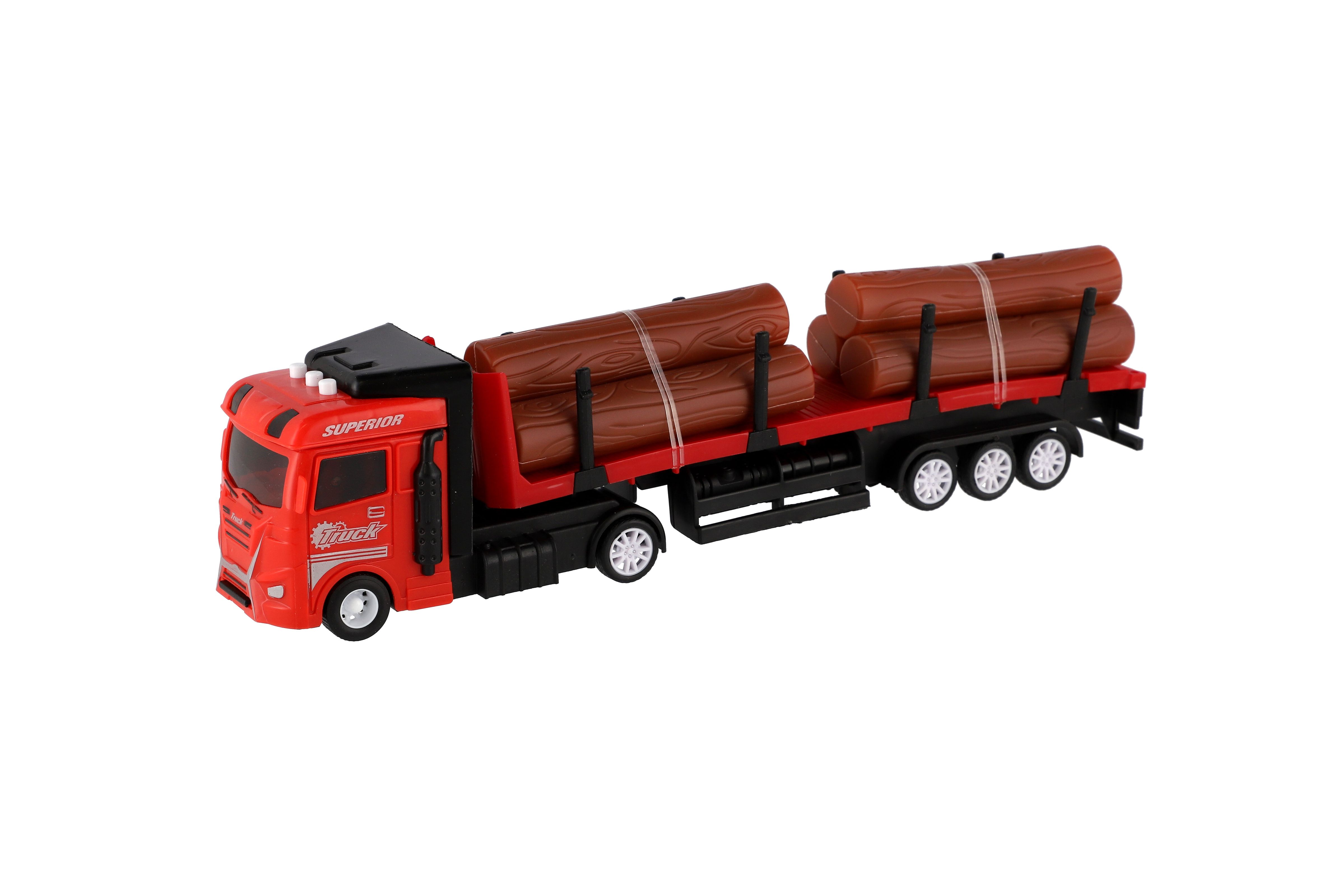 Kamion s návěsem na setrvačník Barva kamionu: červený tahač