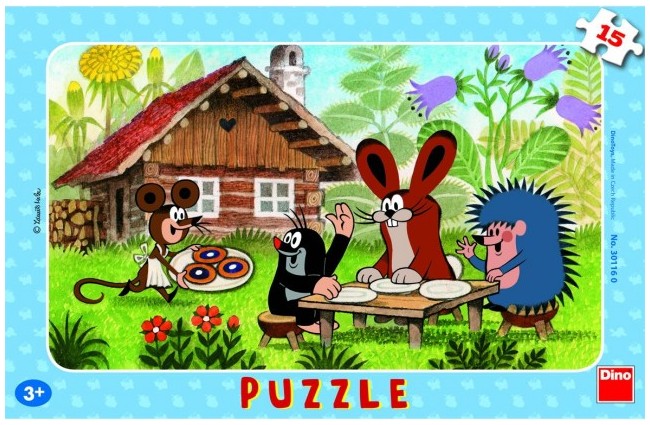 Puzzle 15 dílků deskové Krteček na návštěvě